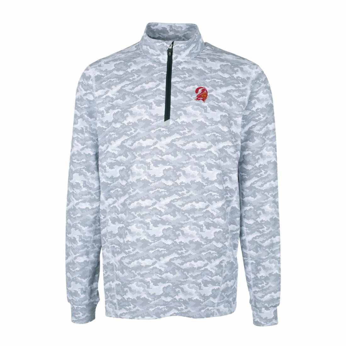 Tampa Bay Buccaneers Cutter & Buck Throwback Logo Traverse Camo Print Stretch Quarter-Zip Pullover Top - Charcoal discount
