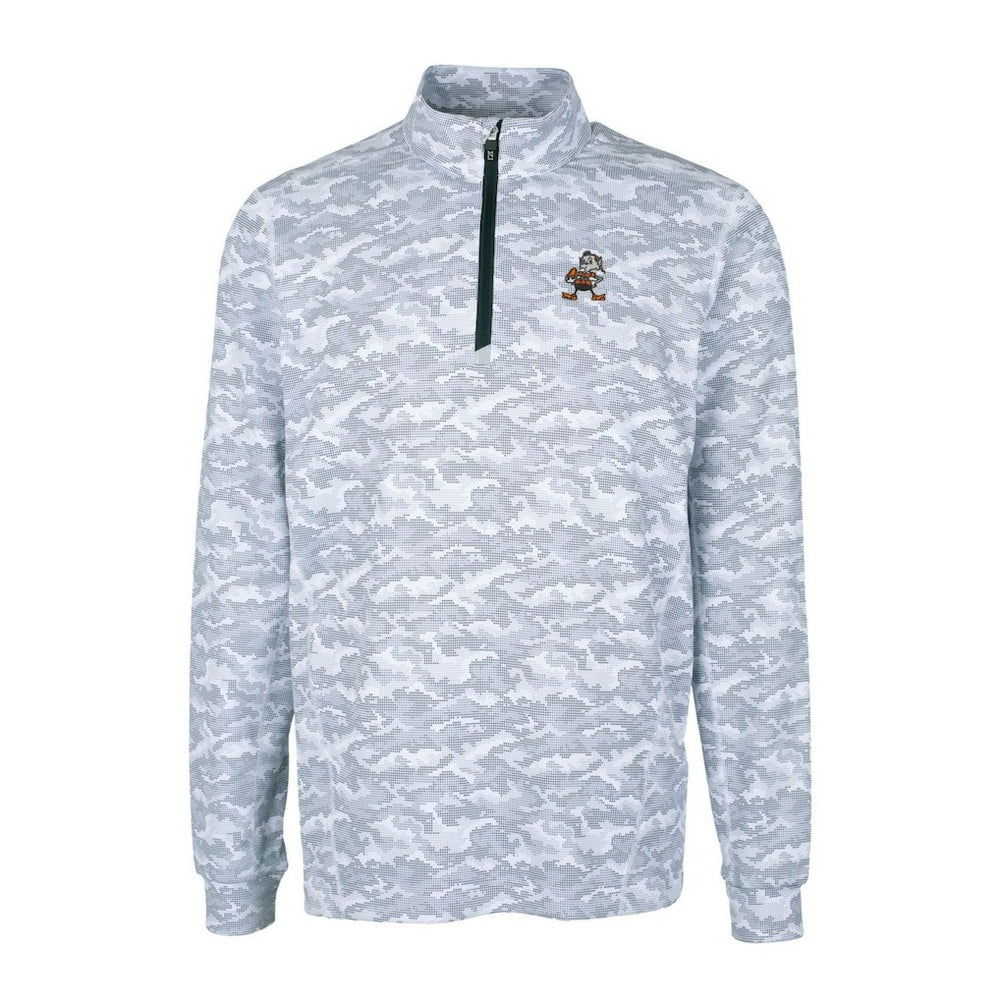 Cleveland Browns Cutter & Buck Throwback Logo Traverse Camo Print Stretch Quarter-Zip Pullover Top - Charcoal outlet