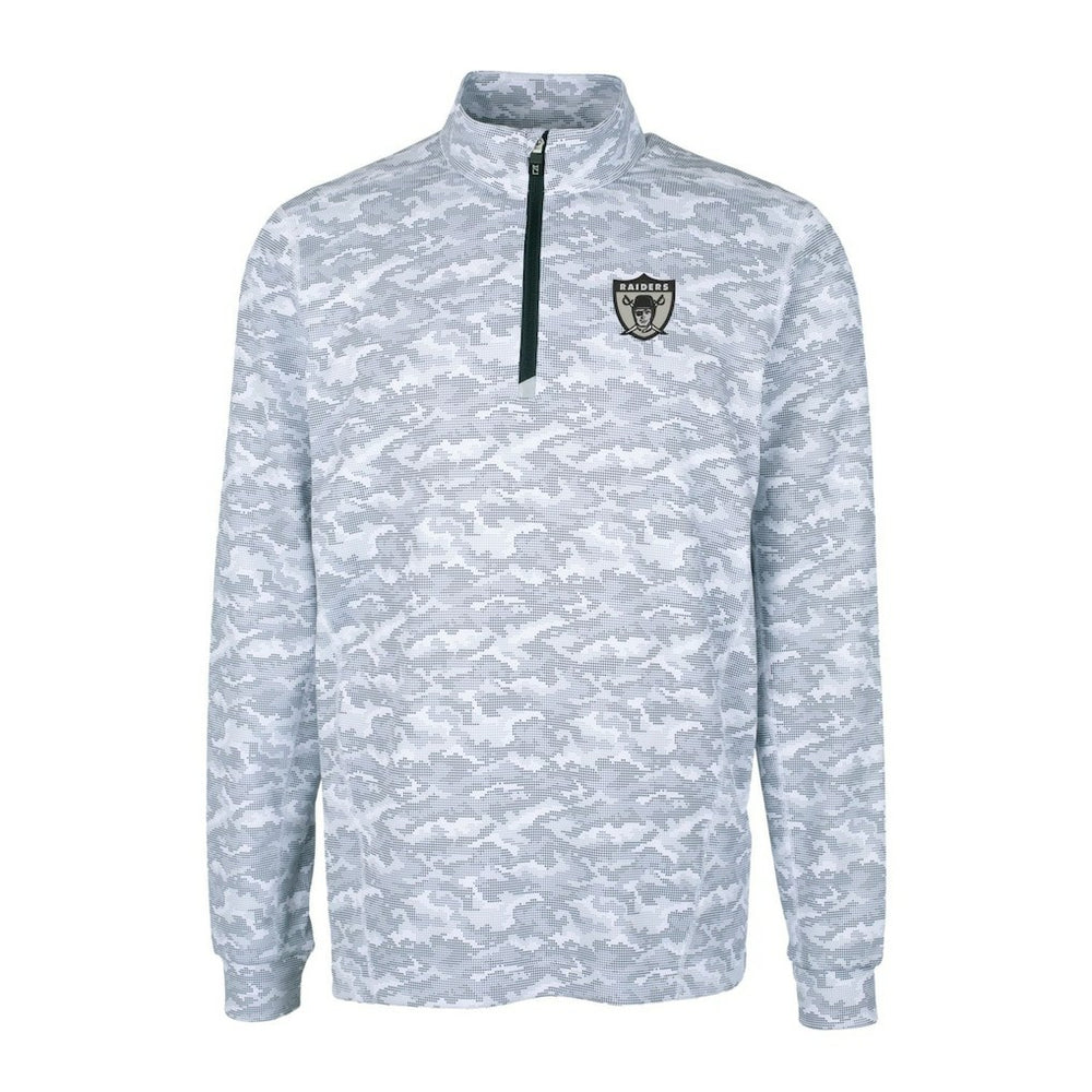 Las Vegas Raiders Cutter & Buck Throwback Logo Traverse Camo Print Stretch Quarter-Zip Pullover Top - Charcoal sale