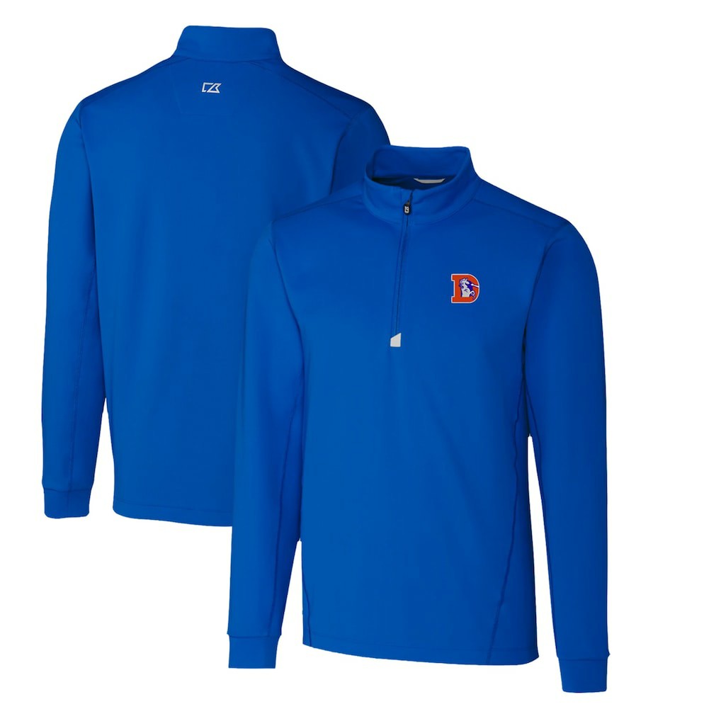 Denver Broncos Cutter & Buck Throwback Logo Traverse Stretch Quarter-Zip Pullover Top - Royal online