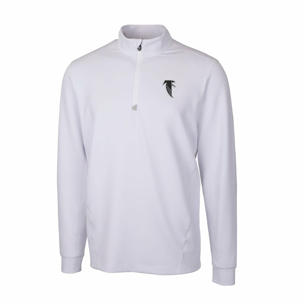 Atlanta Falcons Cutter & Buck Throwback Logo Traverse Stretch Quarter-Zip Pullover Top - White outlet
