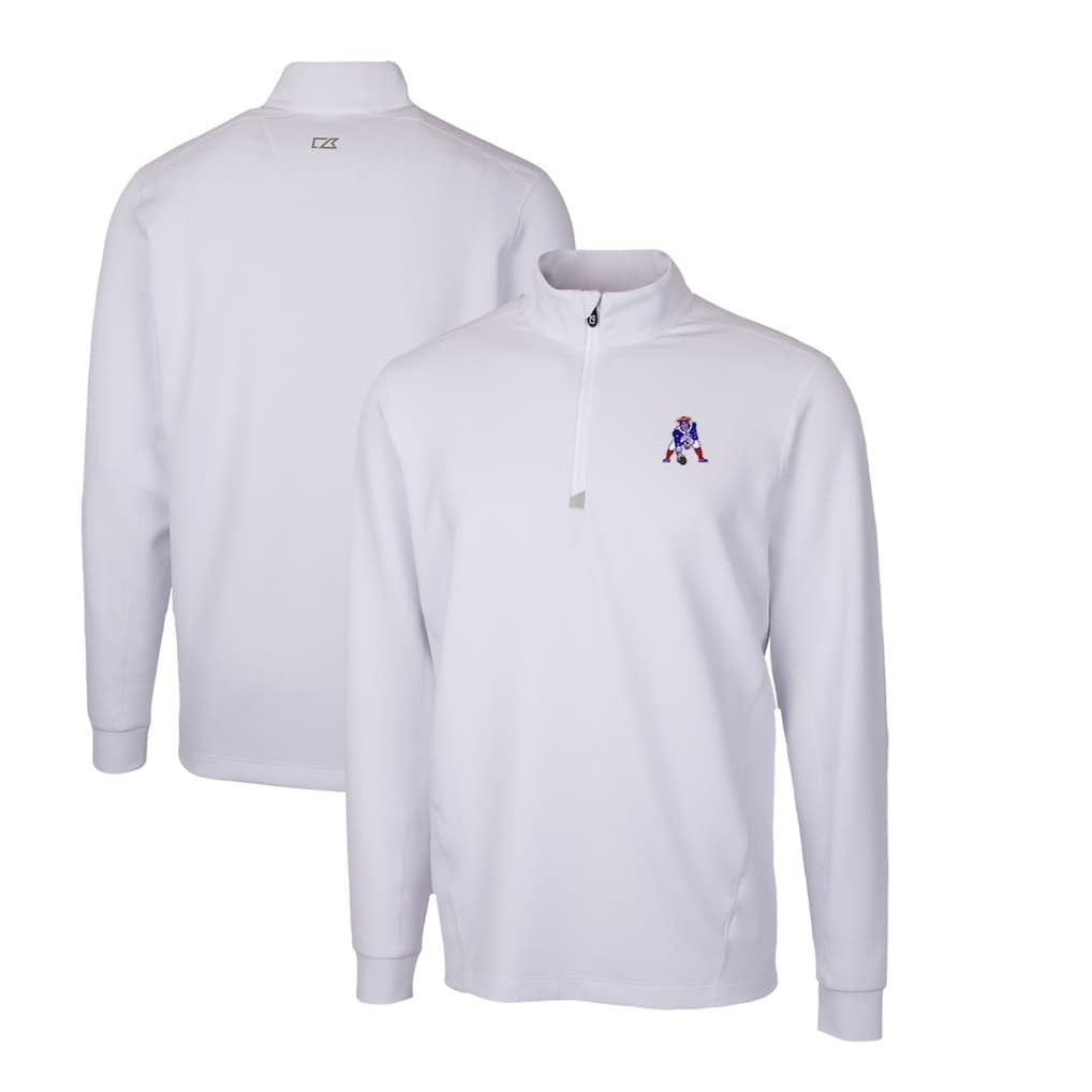 New England Patriots Cutter & Buck Throwback Logo Traverse Stretch Quarter-Zip Pullover Top - White outlet