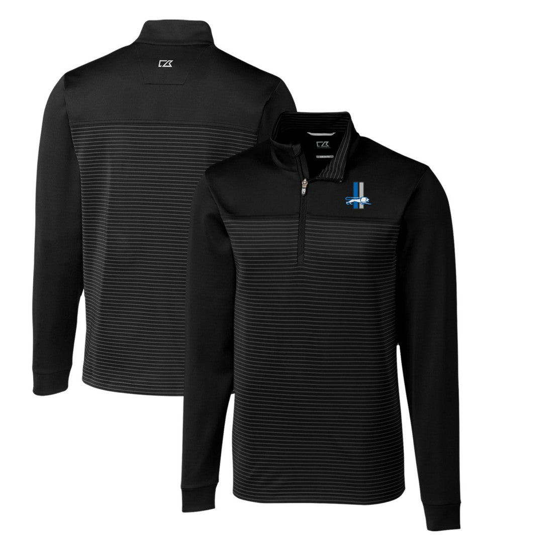 Detroit Lions Cutter & Buck Throwback Logo Traverse Stripe Stretch Quarter-Zip Pullover Top - Black sale