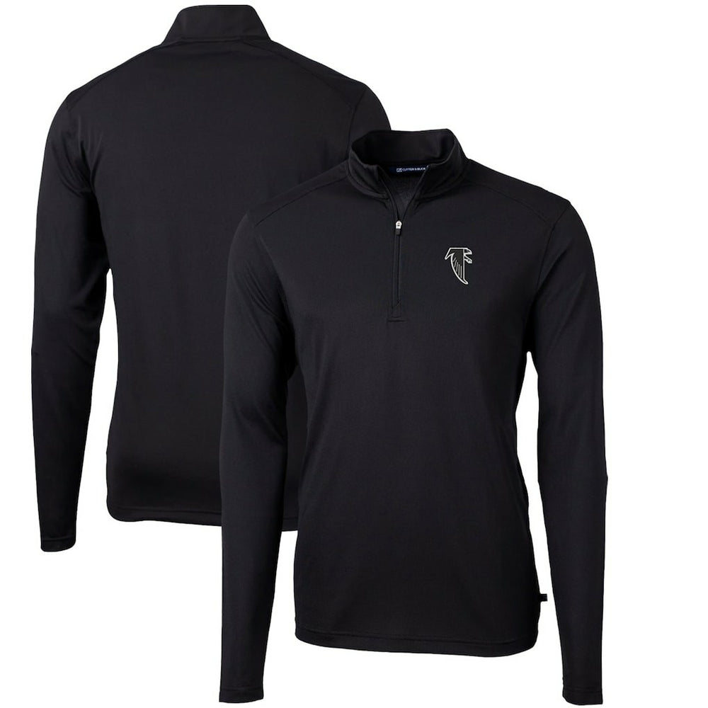Atlanta Falcons Cutter & Buck Throwback Logo Virtue Eco Pique Recycled Quarter-Zip Pullover Top - Black discount