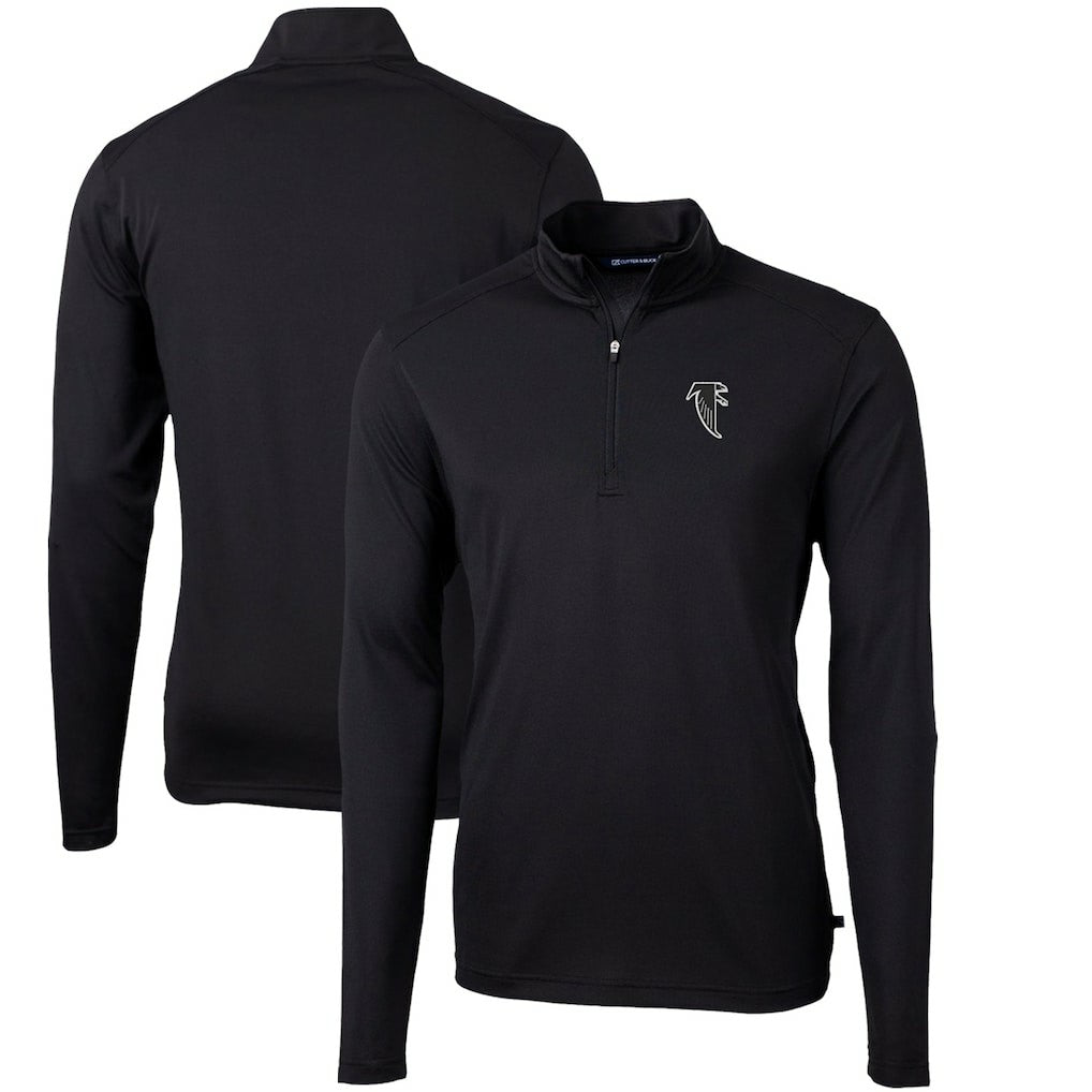 Atlanta Falcons Cutter & Buck Throwback Logo Virtue Eco Pique Recycled Quarter-Zip Pullover Top - Black discount