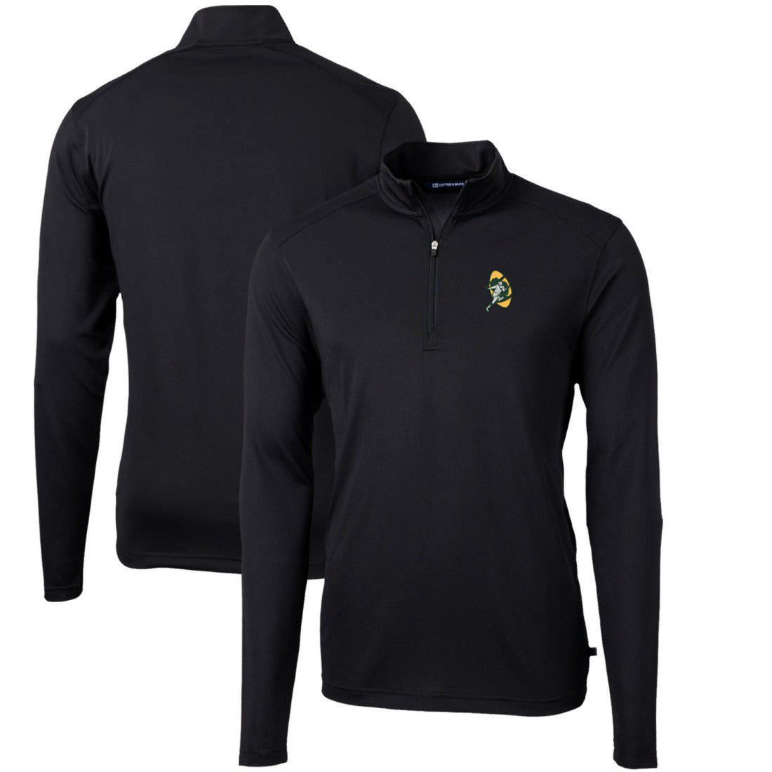 Green Bay Packers Cutter & Buck Throwback Logo Virtue Eco Pique Recycled Quarter-Zip Pullover Top - Black cheap