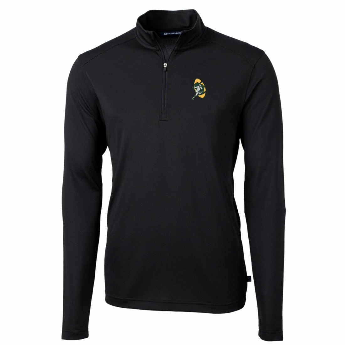 Green Bay Packers Cutter & Buck Throwback Logo Virtue Eco Pique Recycled Quarter-Zip Pullover Top - Black cheap