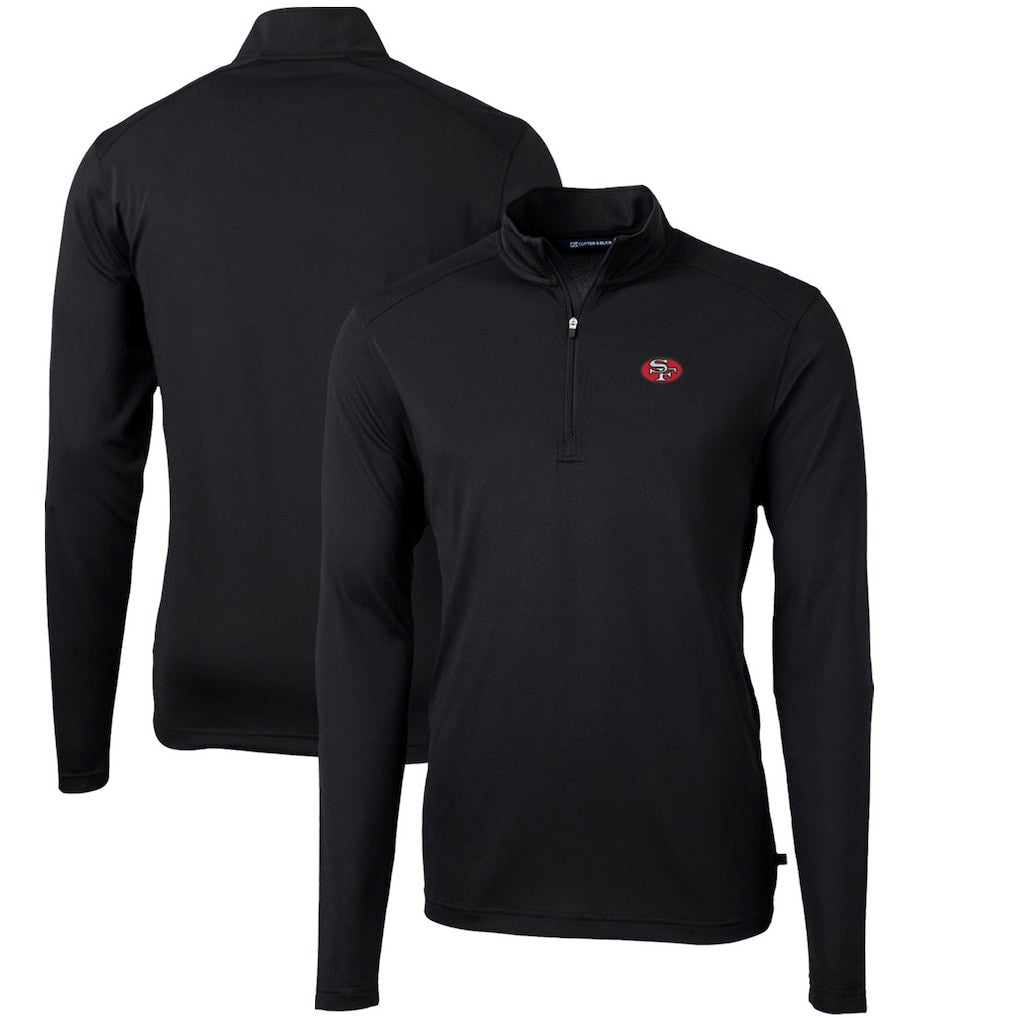 San Francisco 49ers Cutter & Buck Throwback Logo Virtue Eco Pique Recycled Quarter-Zip Pullover Top - Black cheap