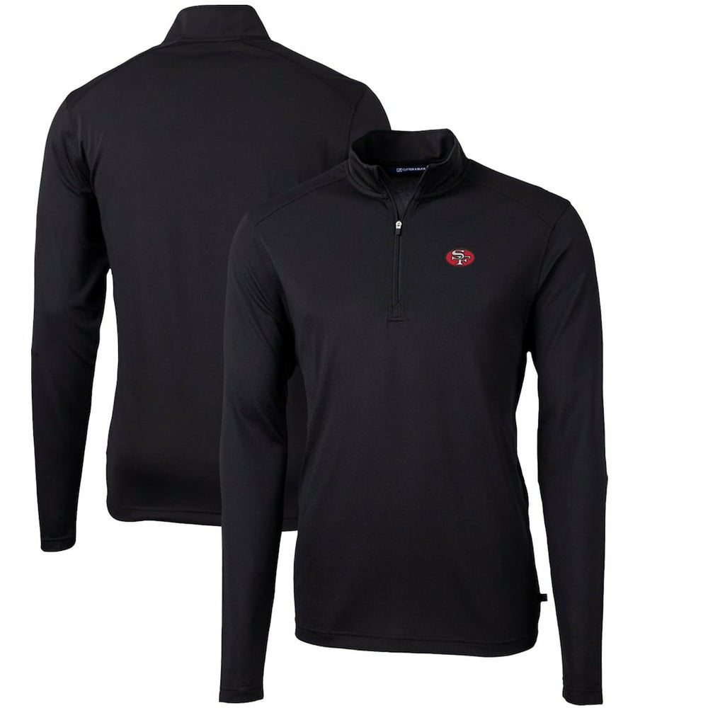 San Francisco 49ers Cutter & Buck Throwback Logo Virtue Eco Pique Recycled Quarter-Zip Pullover Top - Black cheap