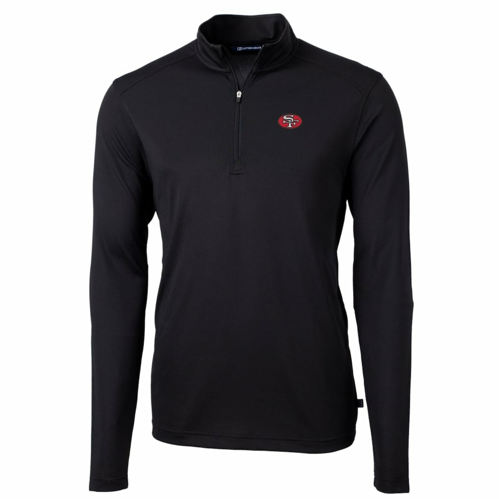 San Francisco 49ers Cutter & Buck Throwback Logo Virtue Eco Pique Recycled Quarter-Zip Pullover Top - Black cheap