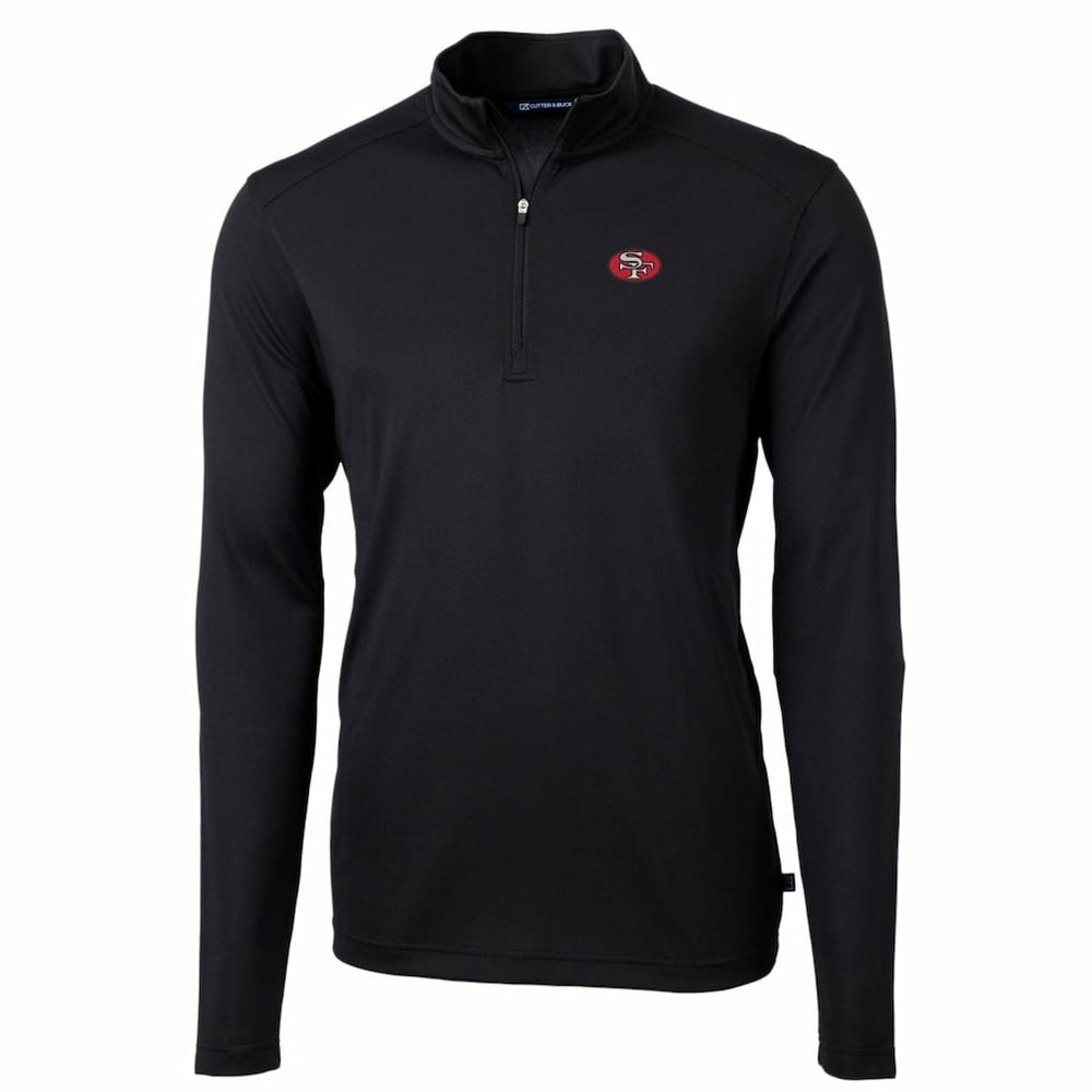 San Francisco 49ers Cutter & Buck Throwback Logo Virtue Eco Pique Recycled Quarter-Zip Pullover Top - Black cheap