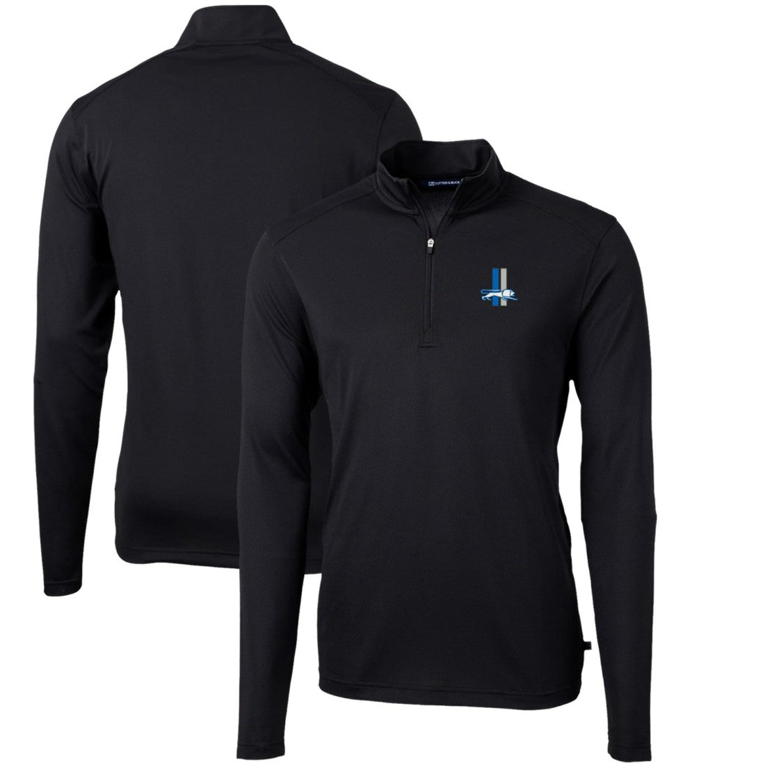 Detroit Lions Cutter & Buck Throwback Logo Virtue Eco Pique Recycled Quarter-Zip Pullover Top - Black on sale