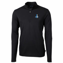 Detroit Lions Cutter & Buck Throwback Logo Virtue Eco Pique Recycled Quarter-Zip Pullover Top - Black on sale