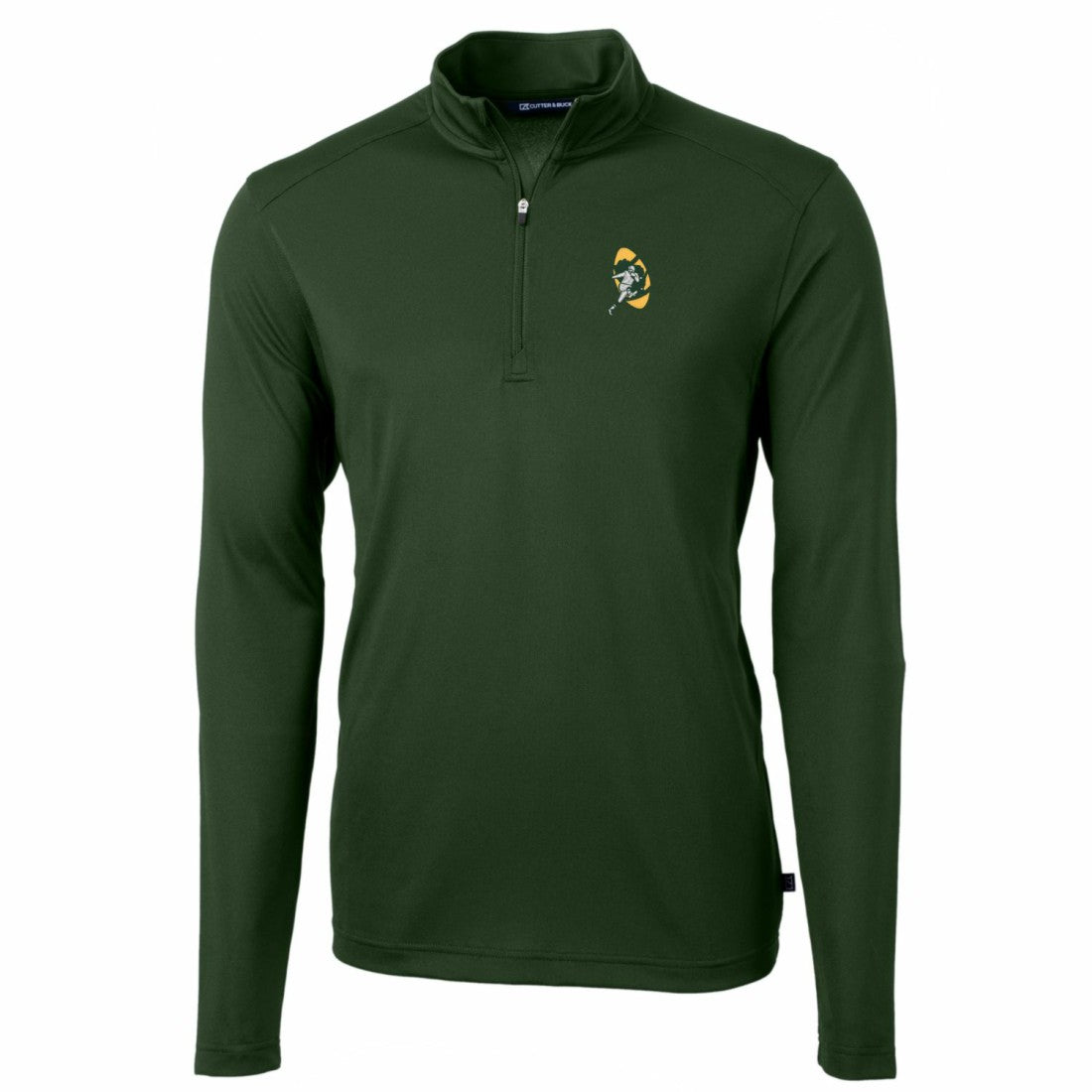 Green Bay Packers Cutter & Buck Throwback Logo Virtue Eco Pique Recycled Quarter-Zip Pullover Top - Green outlet