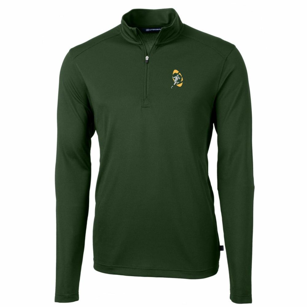 Green Bay Packers Cutter & Buck Throwback Logo Virtue Eco Pique Recycled Quarter-Zip Pullover Top - Green outlet