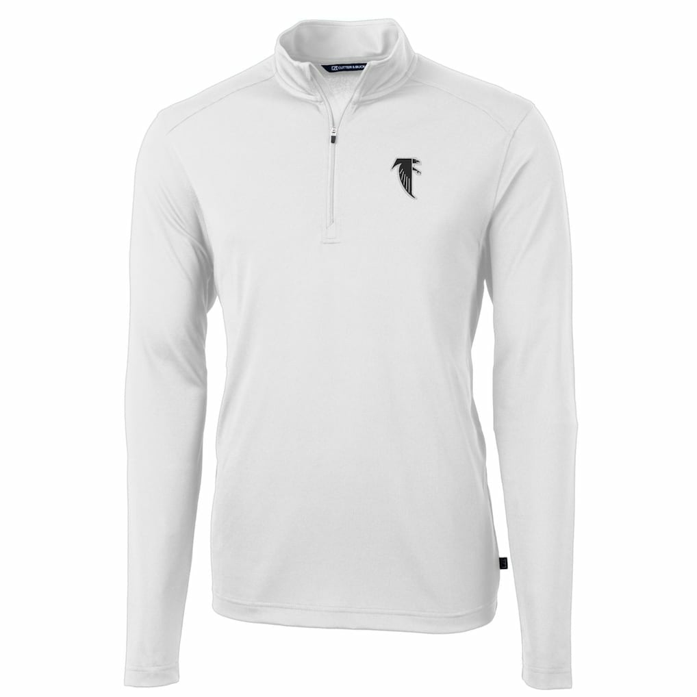 Atlanta Falcons Cutter & Buck Throwback Logo Virtue Eco Pique Recycled Quarter-Zip Pullover Top - White sale