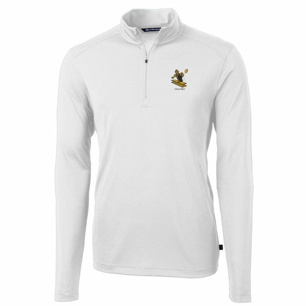 Pittsburgh Steelers Cutter & Buck Throwback Logo Virtue Eco Pique Recycled Quarter-Zip Pullover Top - White for sale