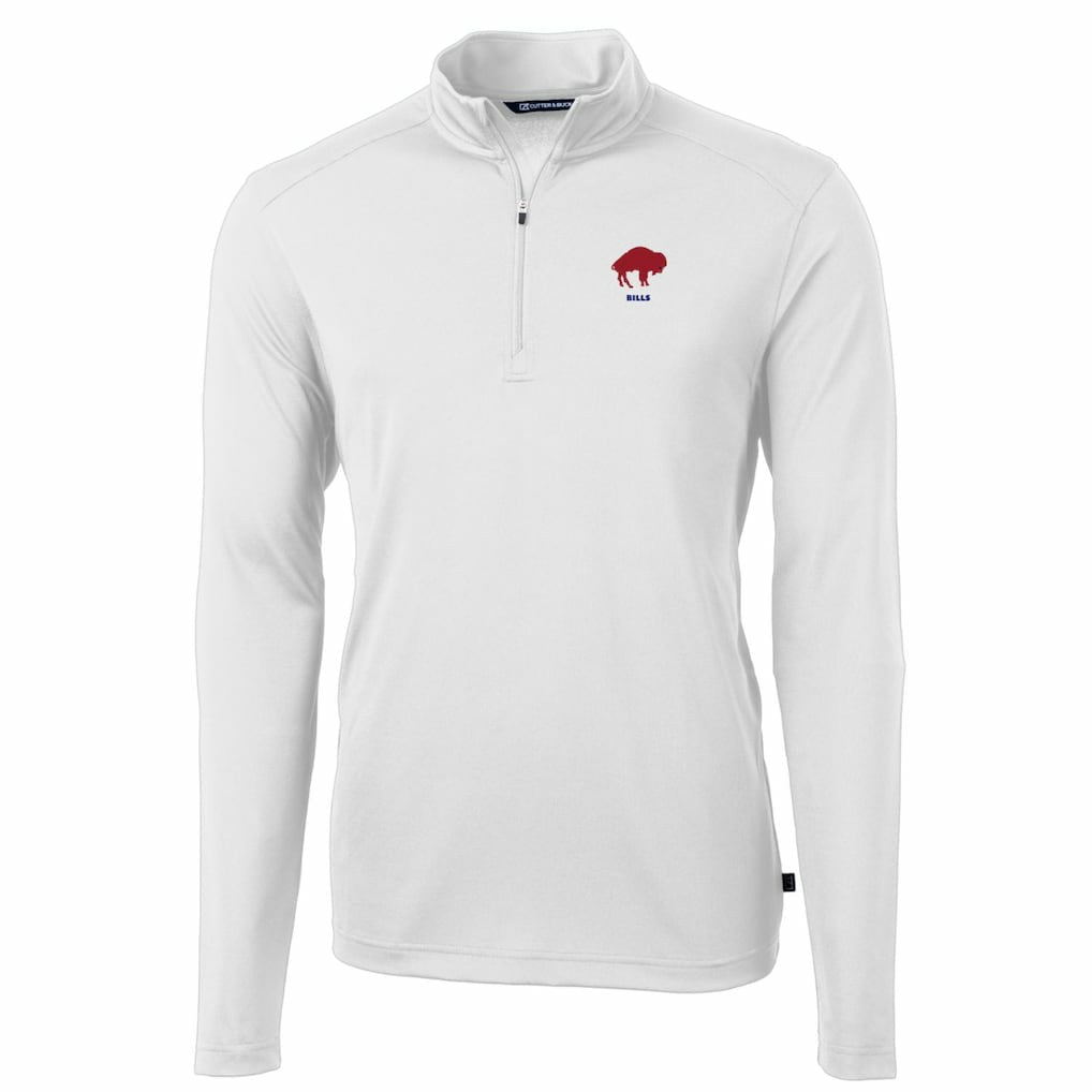 Buffalo Bills Cutter & Buck Throwback Logo Virtue Eco Pique Recycled Quarter-Zip Pullover Top - White on sale