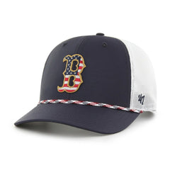 Boston Red Sox Primary Team Logo American Flag Fill Trucker Snapback Hat Blue