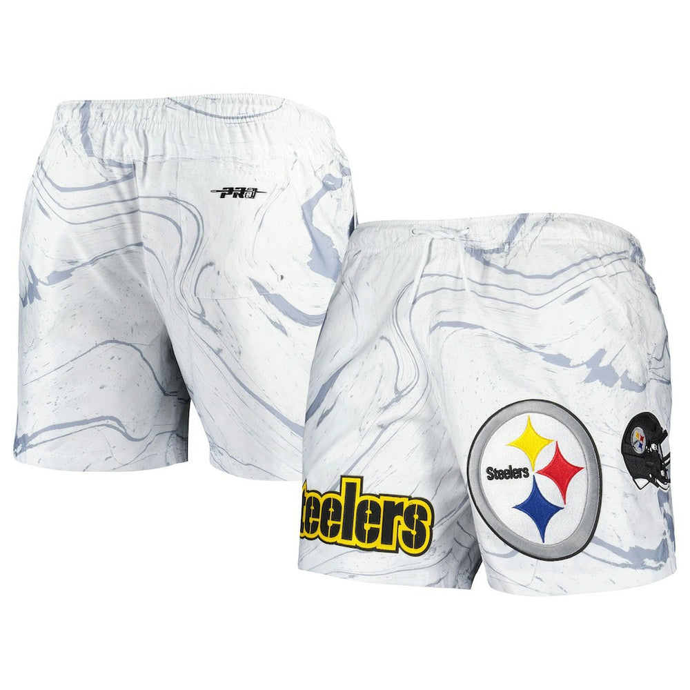 Pittsburgh Steelers Pro Standard Allover Marble Print Shorts - White on sale