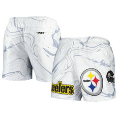 Pittsburgh Steelers Pro Standard Allover Marble Print Shorts - White on sale