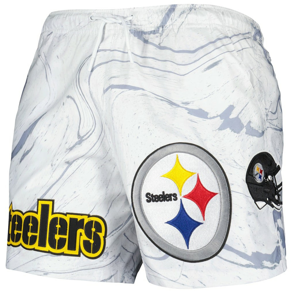 Pittsburgh Steelers Pro Standard Allover Marble Print Shorts - White on sale