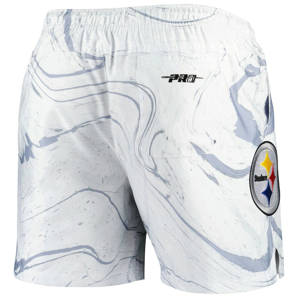 Pittsburgh Steelers Pro Standard Allover Marble Print Shorts - White on sale