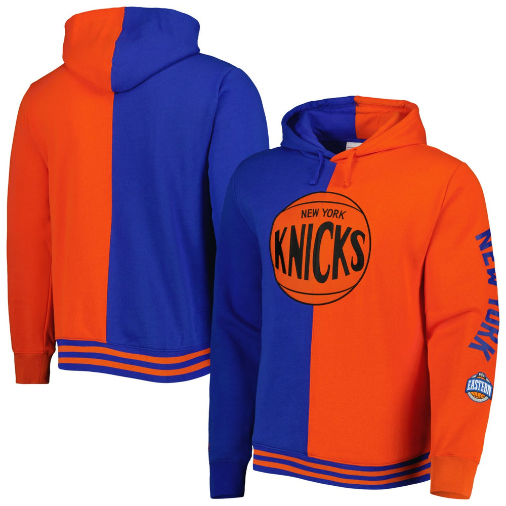 New York Knicks Hardwood Classics Split Pullover Hoodie - Blue/Orange shop