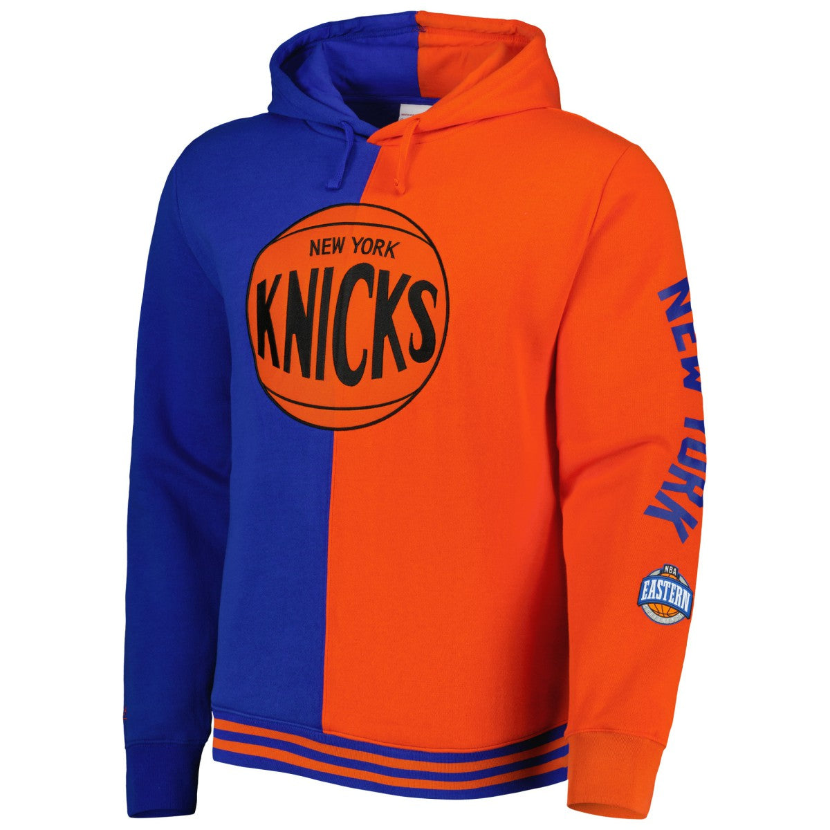New York Knicks Hardwood Classics Split Pullover Hoodie - Blue/Orange shop