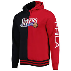 Philadelphia 76ers Hardwood Classics Split Pullover Hoodie - Black/Red online