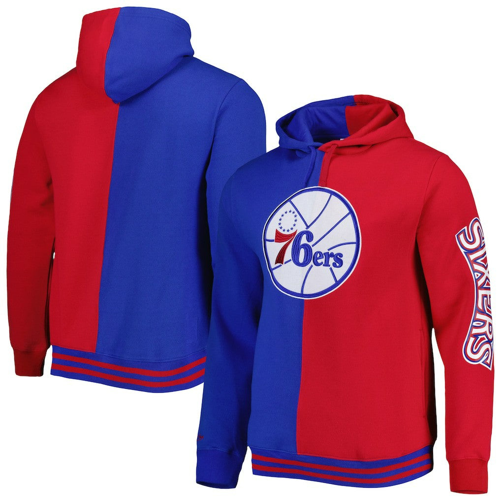 Philadelphia 76ers Hardwood Classics Split Pullover Hoodie - Royal/Red cheap