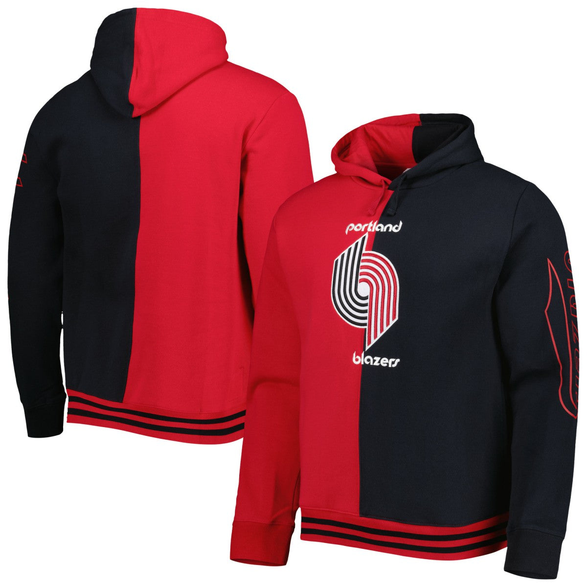Portland Trail Blazers Hardwood Classics Split Pullover Hoodie - Red/Black shop