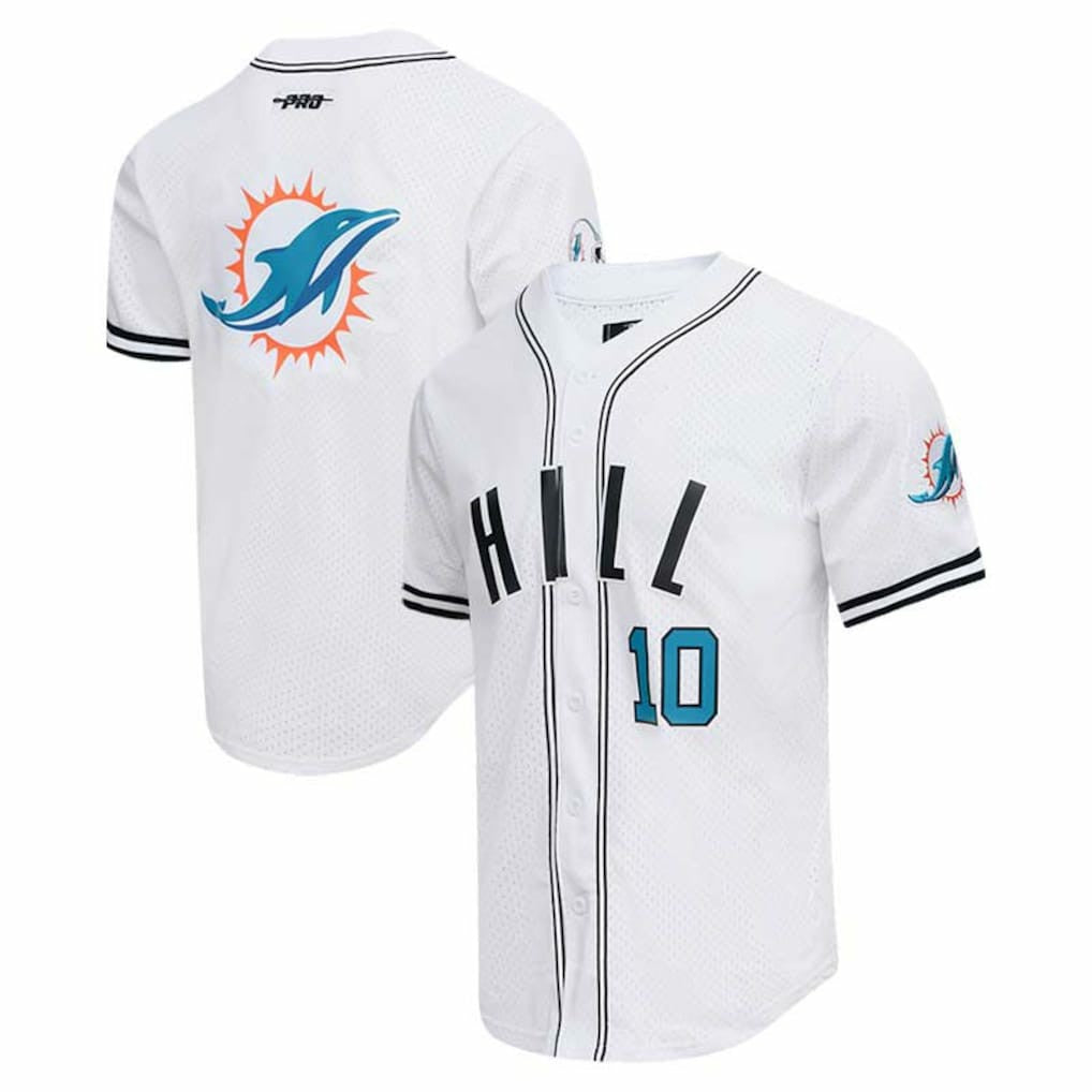 Tyreek Hill Miami Dolphins Pro Standard Mesh Baseball Button-Up T-Shirt - White sale