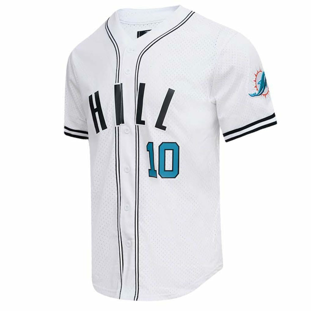 Tyreek Hill Miami Dolphins Pro Standard Mesh Baseball Button-Up T-Shirt - White sale