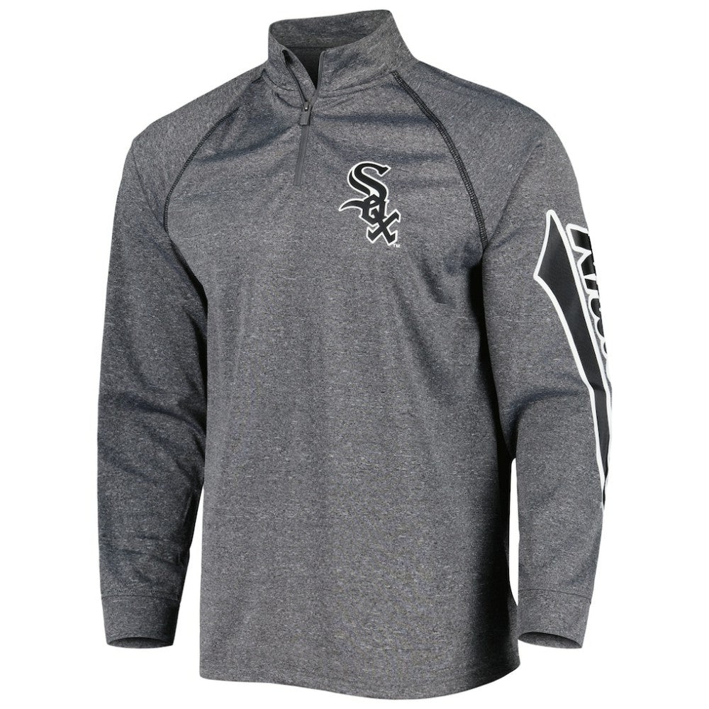 Chicago White Sox Stitches Wordmark Raglan Quarter-Zip Top Heather Gray