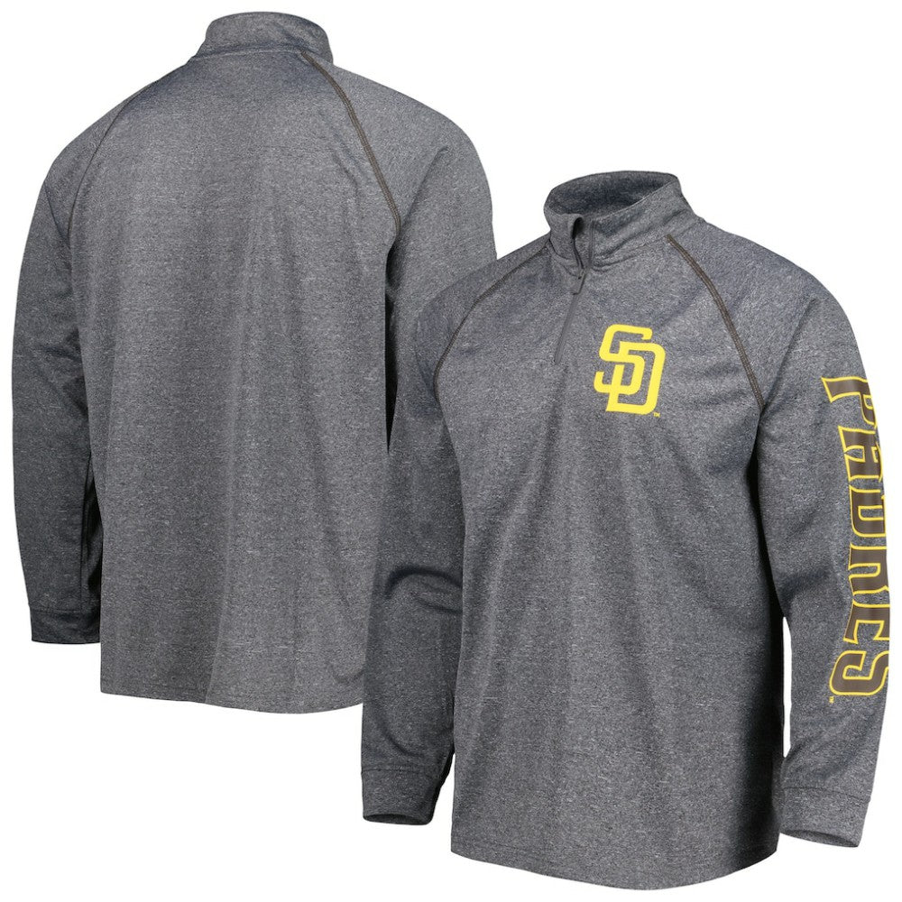 San Diego Padres Stitches Wordmark Raglan Quarter-Zip Top Heather Gray