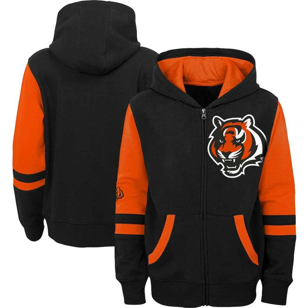 Cincinnati Bengals Youth Colorblock Full-Zip Hoodie - Black on sale
