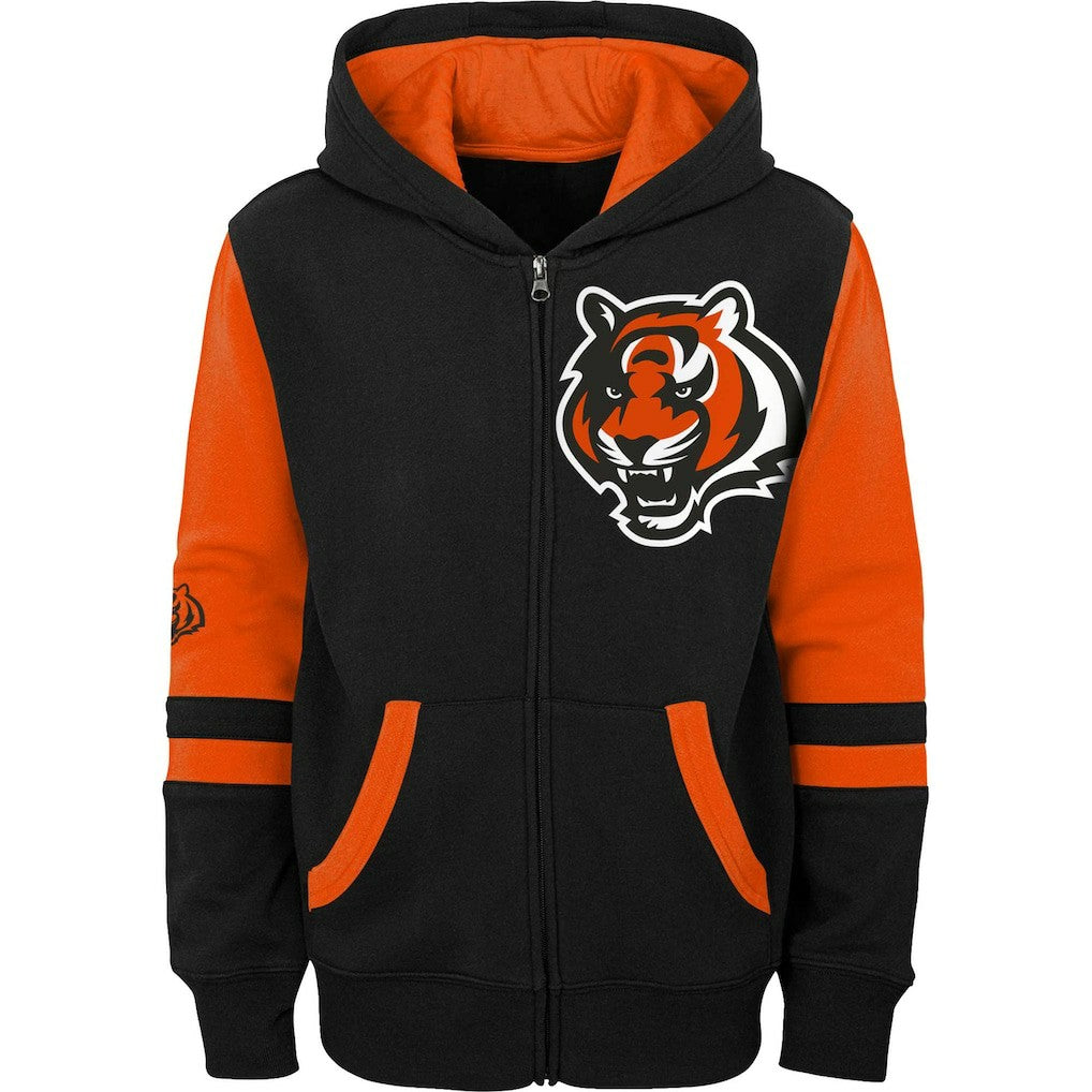 Cincinnati Bengals Youth Colorblock Full-Zip Hoodie - Black on sale