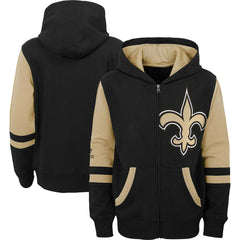 New Orleans Saints Youth Colorblock Full-Zip Hoodie - Black sale