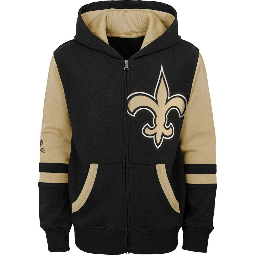 New Orleans Saints Youth Colorblock Full-Zip Hoodie - Black sale
