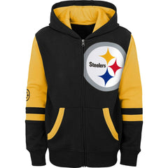 Pittsburgh Steelers Youth Colorblock Full-Zip Hoodie - Black discount
