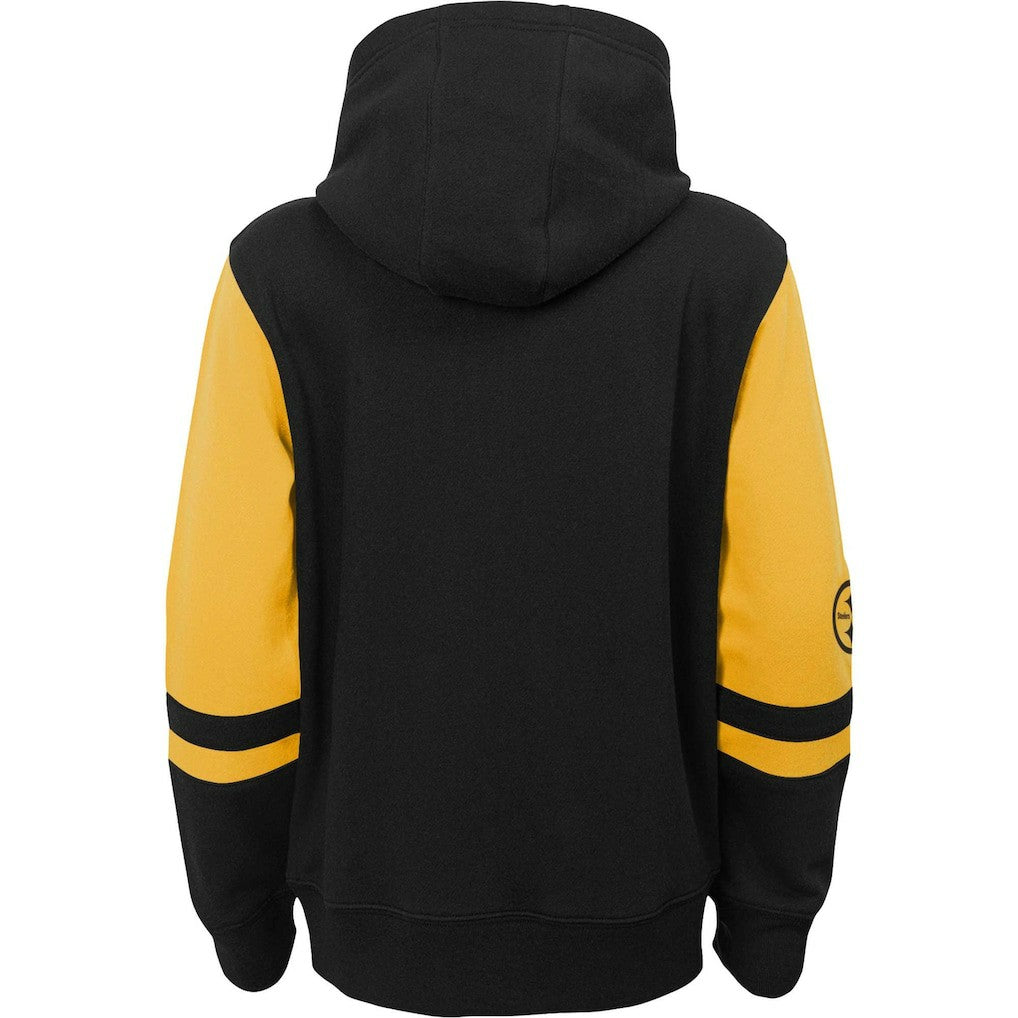 Pittsburgh Steelers Youth Colorblock Full-Zip Hoodie - Black discount