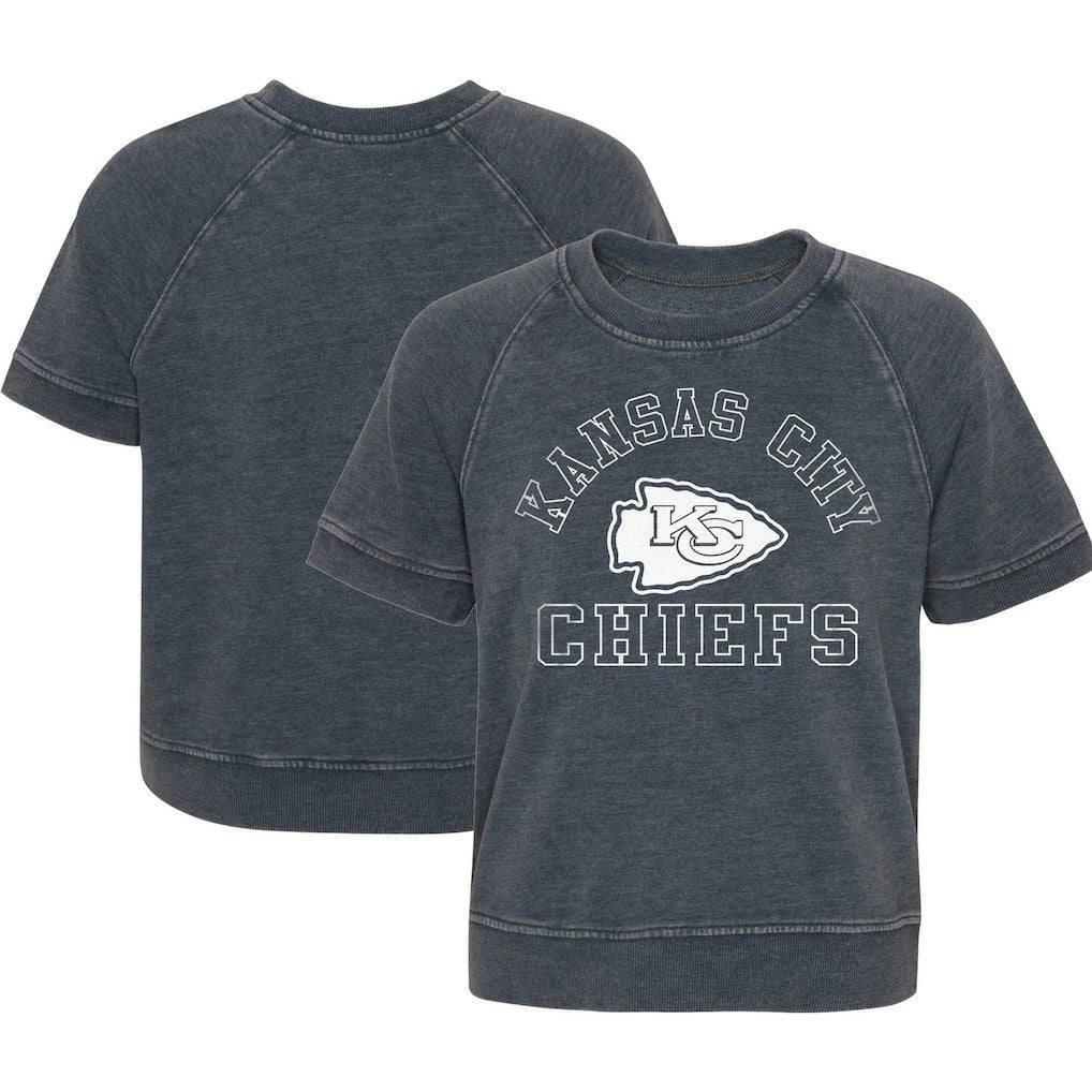 Kansas City Chiefs Girls Juniors Cheer Squad Raglan T-Shirt - Heather Charcoal sale