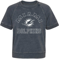 Miami Dolphins Girls Juniors Cheer Squad Raglan T-Shirt - Heather Charcoal discount