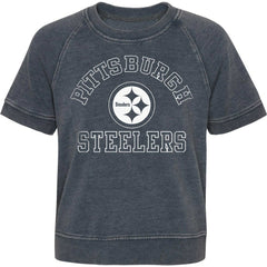 Pittsburgh Steelers Girls Juniors Cheer Squad Raglan T-Shirt - Heather Charcoal cheap