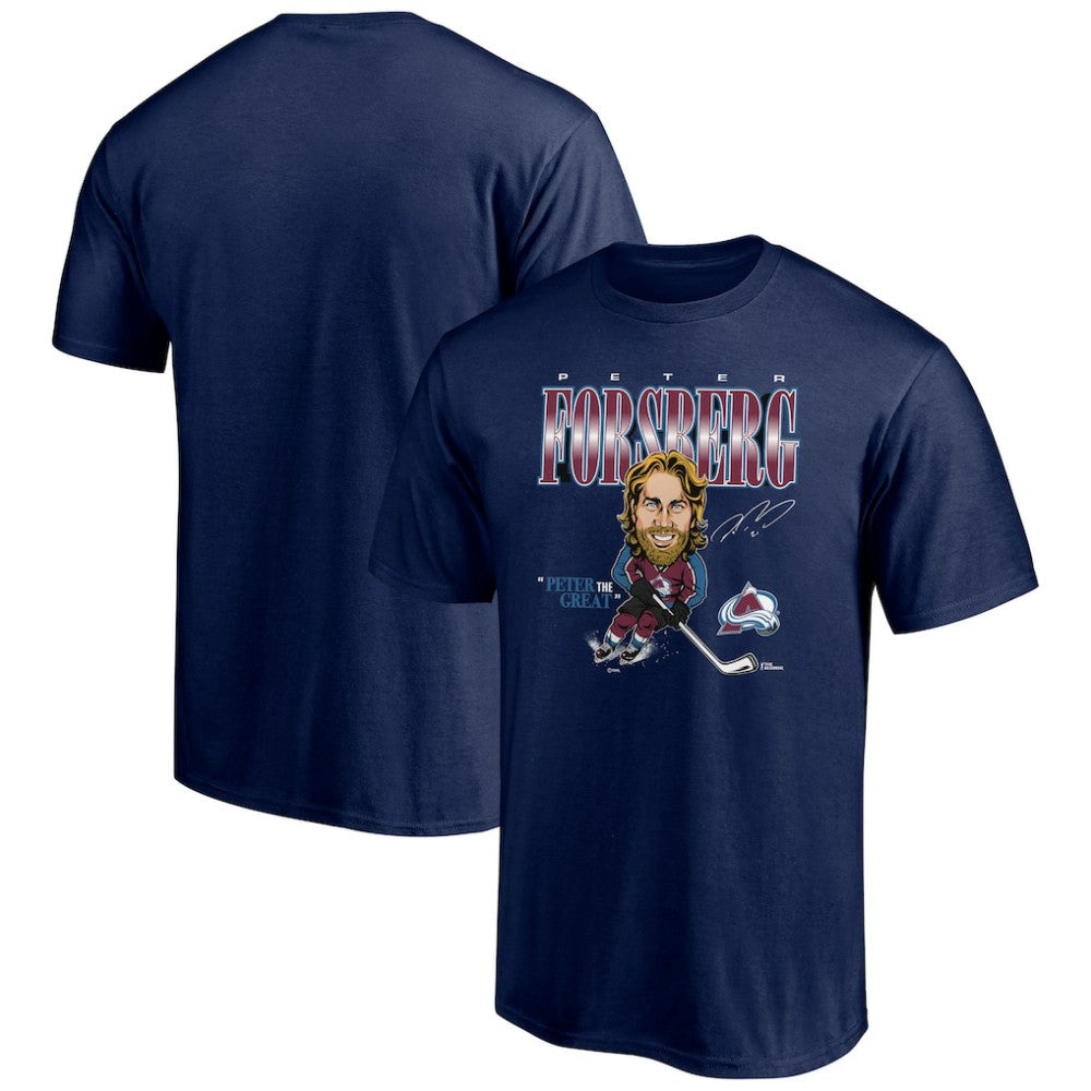 Peter Forsberg Colorado Avalanche Player Caricature T-Shirt - Navy T-shirts