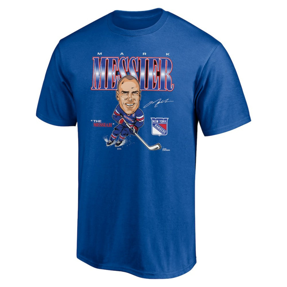 Mark Messier New York Rangers Player Caricature T-Shirt - Blue T-shirts
