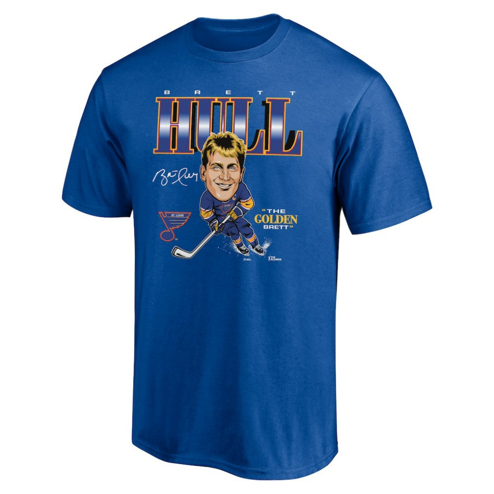 Brett Hull St. Louis Blues Player Caricature T-Shirt - Blue T-shirts