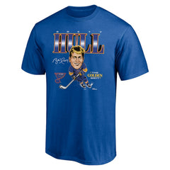 Brett Hull St. Louis Blues Player Caricature T-Shirt - Blue T-shirts