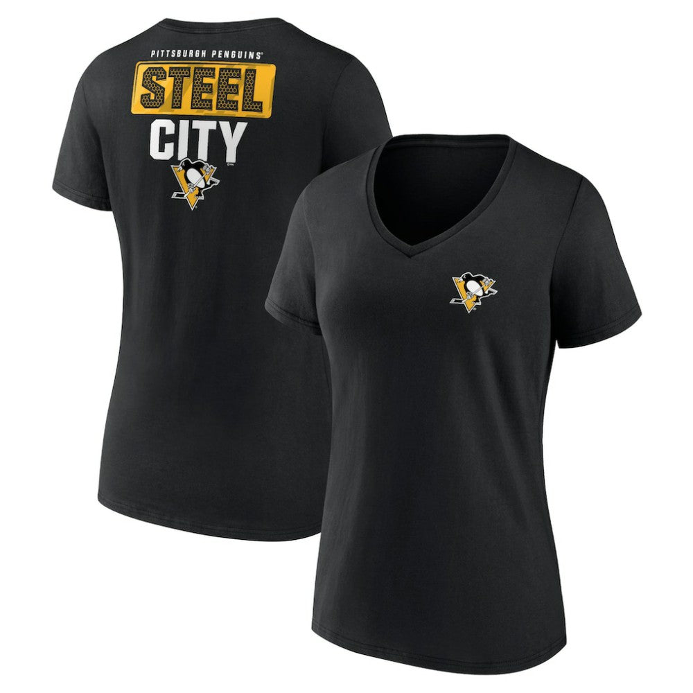 Pittsburgh Penguins Women's Territorial V-Neck T-Shirt - Black T-shirts
